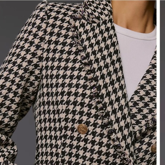 Anthropologie Dolan NWT Tweed Coco Blazer Jacket Women’s Houndstooth Sz XL gift - Picture 2 of 3